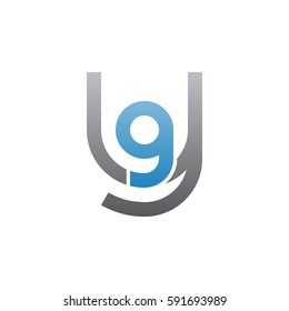 initial letter logo yg, gy, g inside y rounded lowercase blue gray