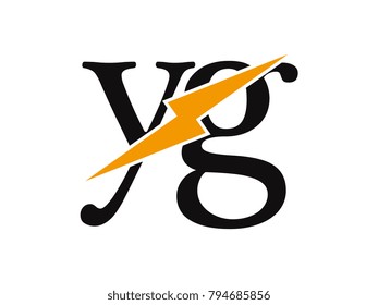 Initial letter logo yg lowercase thunder vector design