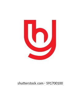 initial letter logo yh, hy, h inside y rounded lowercase red flat