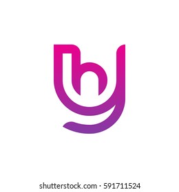 letra inicial logotipo yh, hy, h dentro y arredondado rosa púrpura