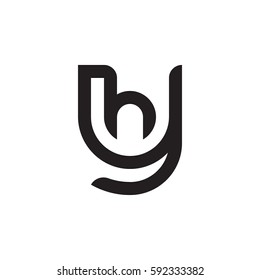 initial letter logo yh, hy, h inside y rounded lowercase black monogram