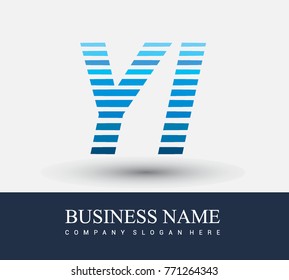 initial letter logo YI colored blue with striped compotition, Vector logo design template elements for your business or company identity
