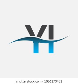 Initial letter logo YI company name blue and black color swoosh design. vector logotype for business and company identity.