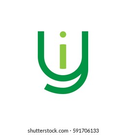 initial letter logo yi, iy, i inside y rounded lowercase green flat