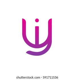 initial letter logo yi, iy, i inside y rounded lowercase purple pink