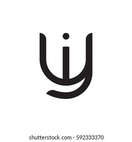 initial letter logo yi, iy, i inside y rounded lowercase black monogram