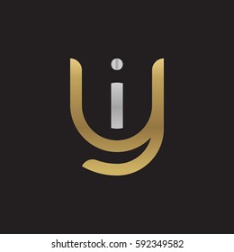 initial letter logo yi, iy, i inside y rounded lowercase logo gold silver