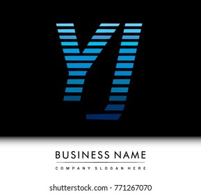 initial letter logo YJ colored blue with striped compotition, Vector logo design template elements for your business or company identity
