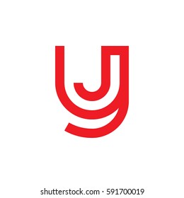 initial letter logo yj, jy, j inside y rounded lowercase red flat
