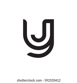 initial letter logo yj, jy, j inside y rounded lowercase black monogram