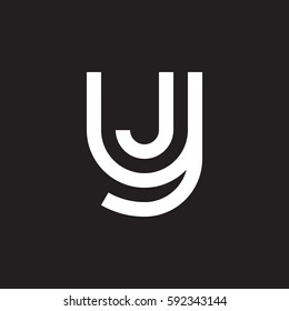 initial letter logo yj, jy, j inside y rounded lowercase white black background