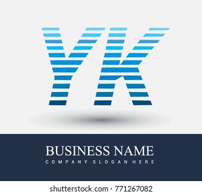 initial letter logo YK colored blue with striped compotition, Vector logo design template elements for your business or company identity
