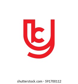 initial letter logo yk, ky, k inside y rounded lowercase red flat