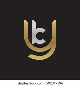initial letter logo yk, ky, k inside y rounded lowercase logo gold silver