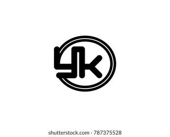 Initial letter logo yk lowercase in a black oval circle