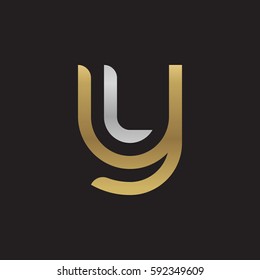 initial letter logo yl, ly, l inside y rounded lowercase logo gold silver