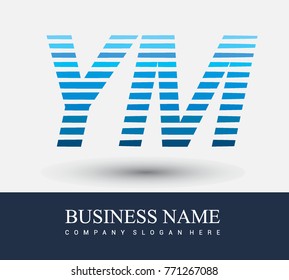 initial letter logo YM colored blue with striped compotition, Vector logo design template elements for your business or company identity
