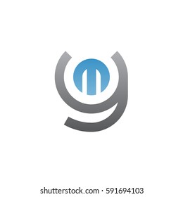 initial letter logo ym, my, m inside y rounded lowercase blue gray