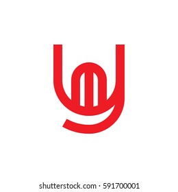 initial letter logo ym, my, m inside y rounded lowercase red flat