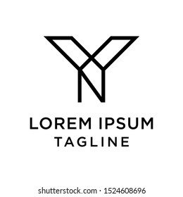 initial letter logo YN, NY logo template 
