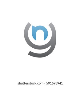 initial letter logo yn, ny, n inside y rounded lowercase blue gray