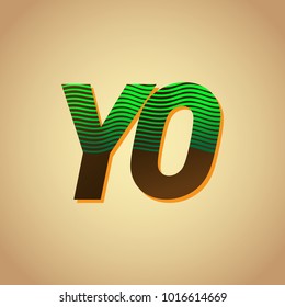 initial letter logo YO colored green and brown with striped composition, Vector logo design template elements for your business or company identity