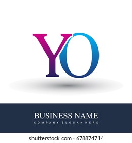 initial letter logo YO colored red and blue, Vector logo design for your business or company identity.