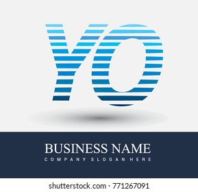 initial letter logo YO colored blue with striped compotition, Vector logo design template elements for your business or company identity
