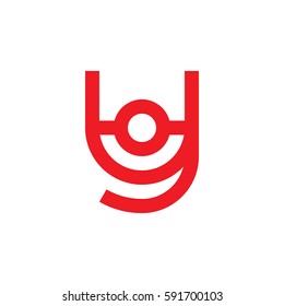 initial letter logo yo, oy, o inside y rounded lowercase red flat
