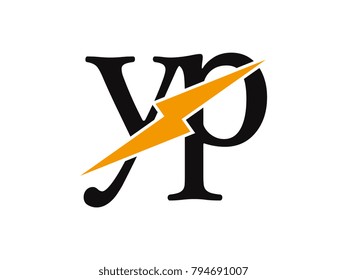 Initial letter logo yp lowercase thunder vector design