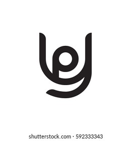 initial letter logo yp, py, p inside y rounded lowercase black monogram