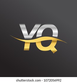 initial letter logo YQ company name gold and silver color swoosh design. vector logotype for business and company identity.