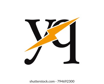 Initial letter logo yq lowercase thunder vector design
