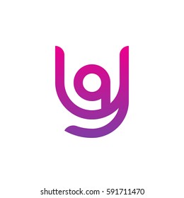initial letter logo yq, qy, q inside y rounded lowercase purple pink