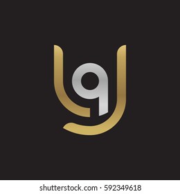 initial letter logo yq, qy, q inside y rounded lowercase logo gold silver