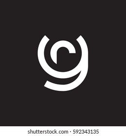 initial letter logo yr, ry, r inside y rounded lowercase white black background