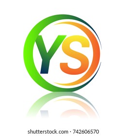 initial letter logo YS company name green and orange color on circle and swoosh design. vector logotype for business and company identity.