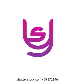 initial letter logo ys, sy, s inside y rounded lowercase purple pink