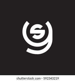 initial letter logo ys, sy, s inside y rounded lowercase white black background