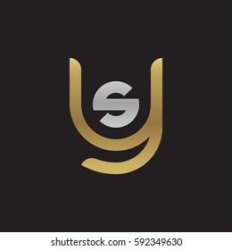 initial letter logo ys, sy, s inside y rounded lowercase logo gold silver