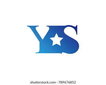 Initial letter logo YS uppercase blue template with star