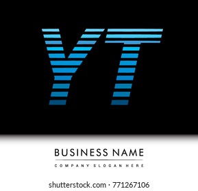 initial letter logo YT colored blue with striped compotition, Vector logo design template elements for your business or company identity
