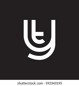 initial letter logo yt, ty, t inside y rounded lowercase white black background