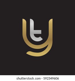 initial letter logo yt, ty, t inside y rounded lowercase logo gold silver