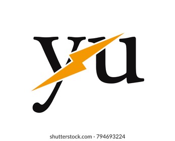 Initial letter logo yu lowercase thunder vector design
