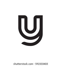 initial letter logo yu, uy, u inside y rounded lowercase black monogram