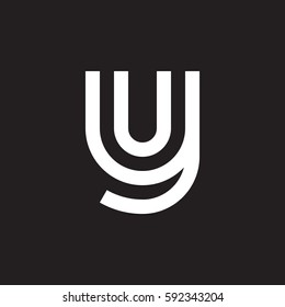 initial letter logo yu, uy, u inside y rounded lowercase white black background