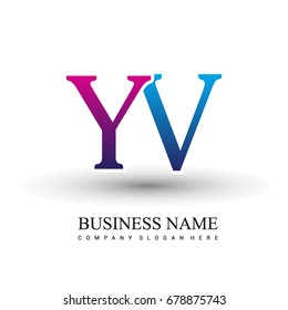 initial letter logo YV colored red and blue, Vector logo design for your business or company identity.