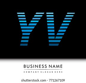 initial letter logo YV colored blue with striped compotition, Vector logo design template elements for your business or company identity
