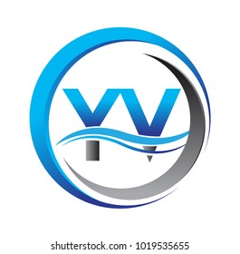 initial letter logo YV company name blue and grey color on circle and swoosh design. vector logotype for business and company identity.
